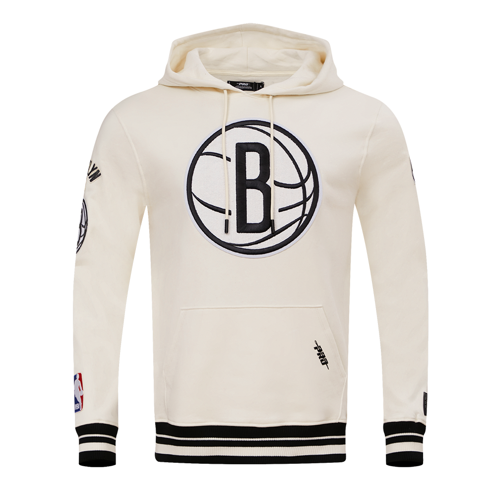 NBA BROOKLYN NETS RETRO CLASSIC CHANDAIL À CAPUCHON POUR HOMME (COQUILLE D'ŒUF/NOIR)