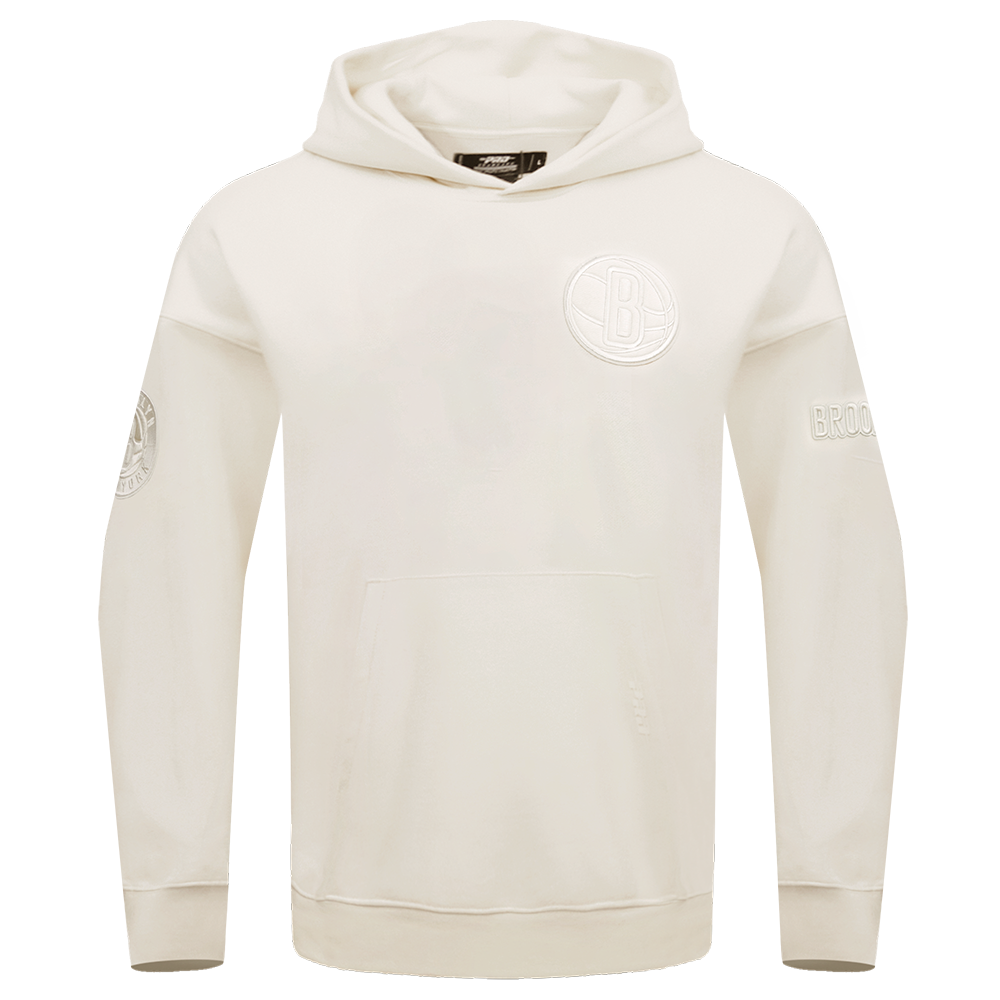 NBA BROOKLYN NETS NEUTRAL CHANDAIL À CAPUCHON À ÉPAULES TOMBANTES POUR HOMME (COQUILLE D'ŒUF)
