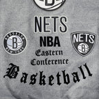 NBA BROOKLYN NETS OLD ENGLISH MEN'S RIB WOOL VARSITY JACKET (HEATHER GREY/WHITE/BLACK)