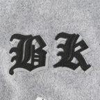 NBA BROOKLYN NETS OLD ENGLISH MEN'S RIB WOOL VARSITY JACKET (HEATHER GREY/WHITE/BLACK)