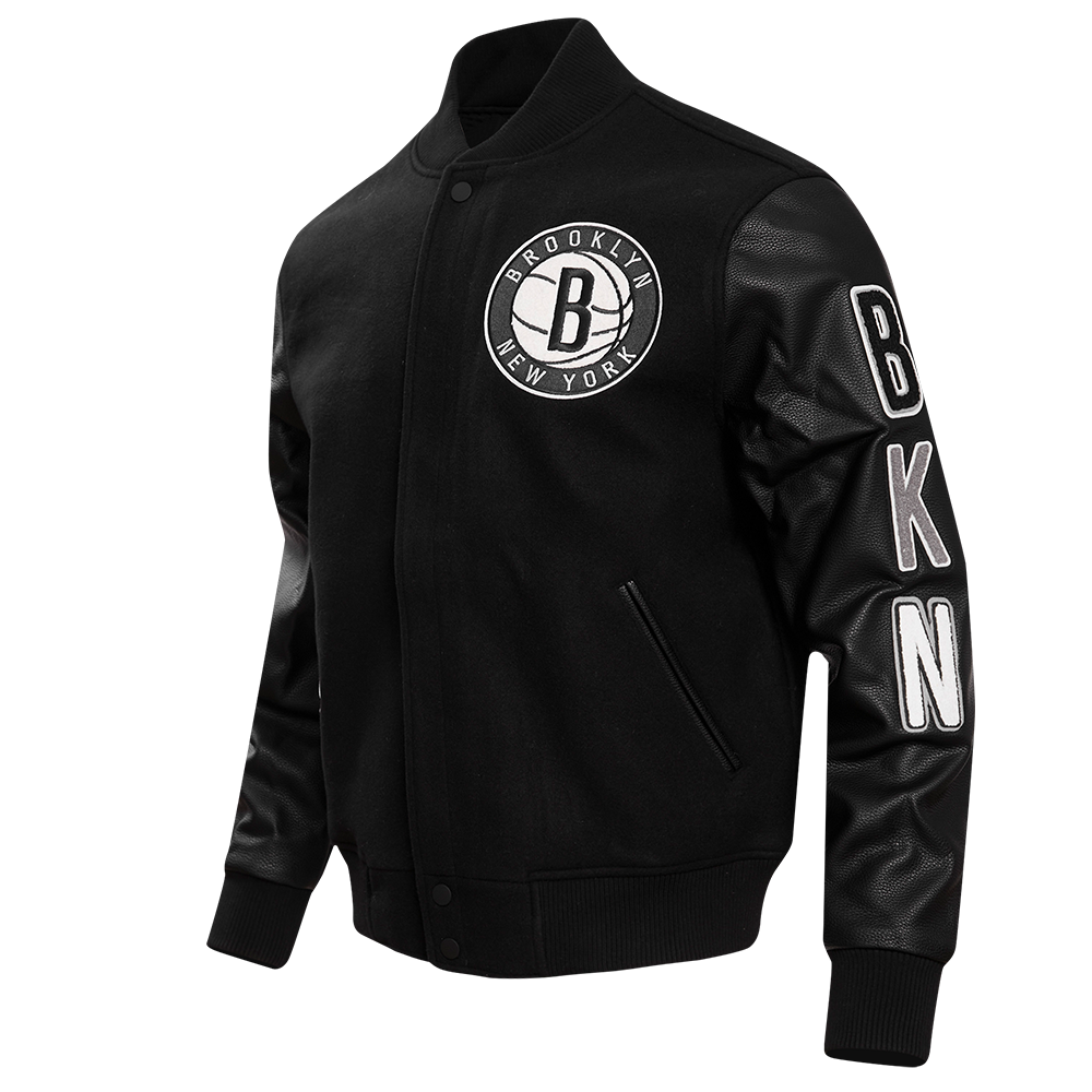 NBA BROOKLYN NETS CLASSIC WOOL MEN'S VARSITY JACKET (BLACK)