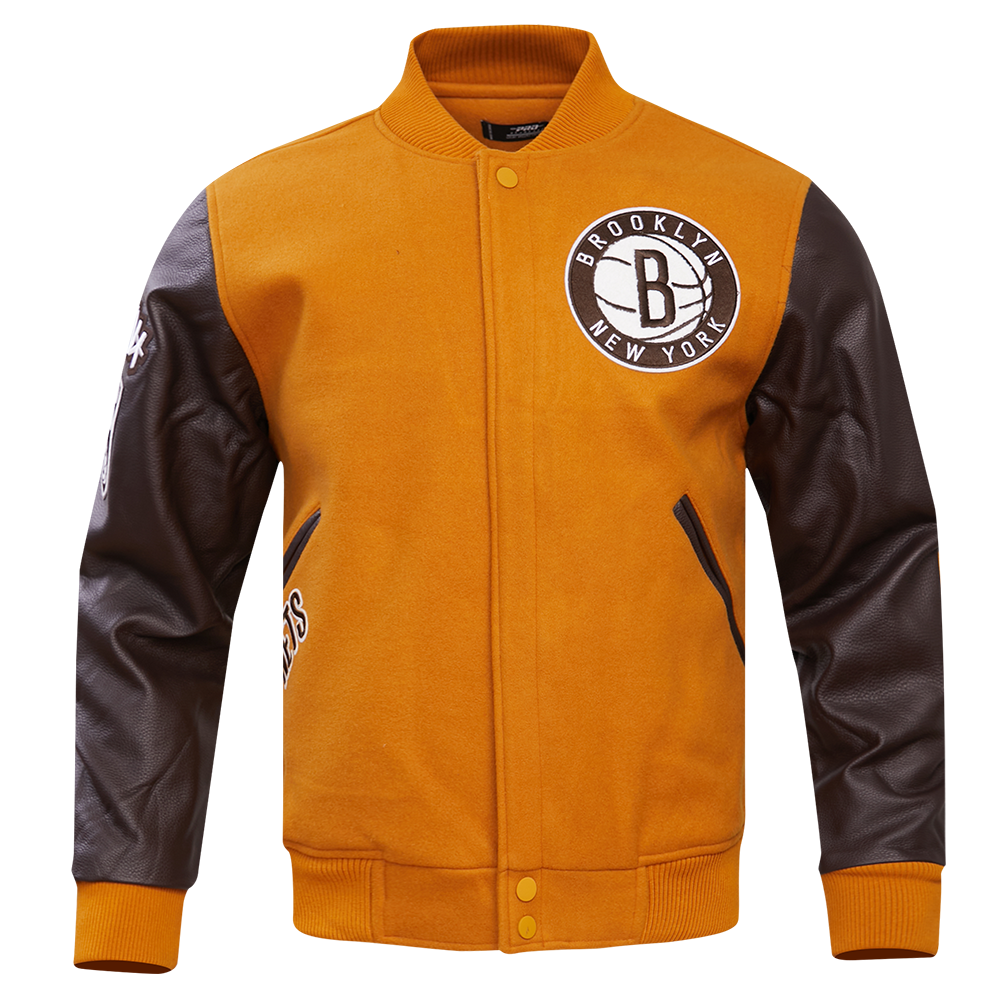 NBA BROOKLYN NETS CLASSIC WOOL MEN'S VARSITY JACKET (BROWN)