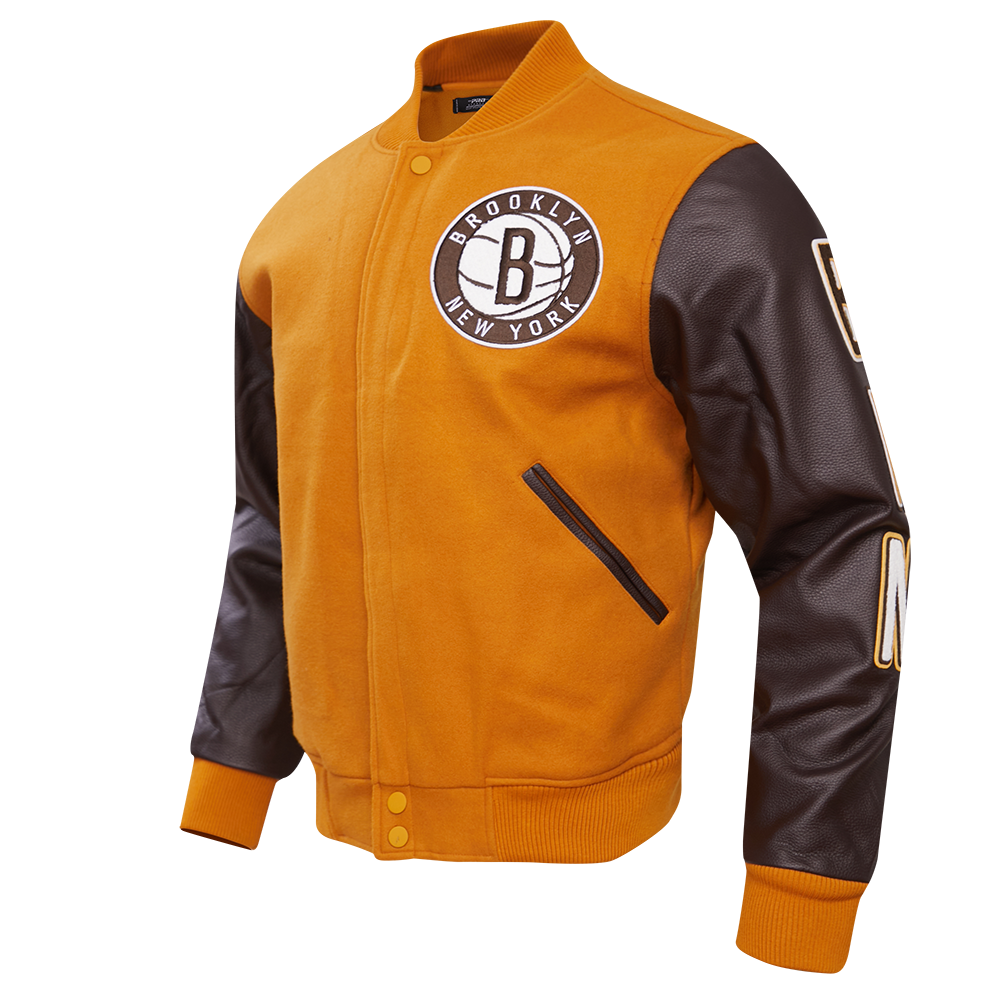 NBA BROOKLYN NETS CLASSIC WOOL MEN'S VARSITY JACKET (BROWN)