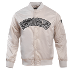 NBA BROOKLYN NETS BIG LOGO MEN'S SATIN JACKET (SILVER)