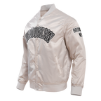 NBA BROOKLYN NETS BIG LOGO MEN'S SATIN JACKET (SILVER)