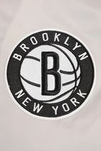 NBA BROOKLYN NETS BIG LOGO MEN'S SATIN JACKET (SILVER)