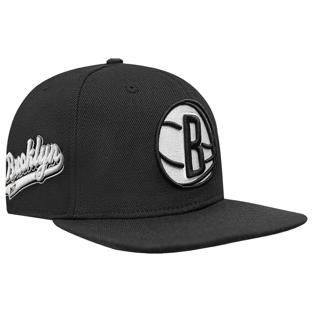 NBA BROOKLYN NETS SCRIPT TAIL WOOL SNAPBACK (BLACK)