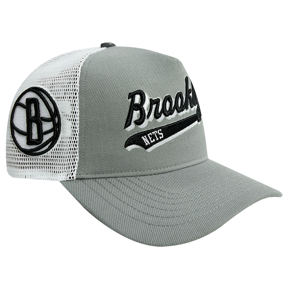 NBA BROOKLYN NETS SCRIPT TAIL TRUCKER HAT (GRAY)