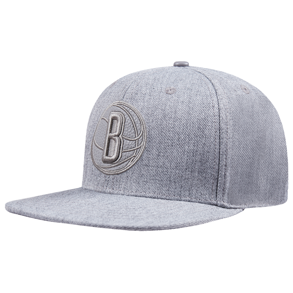 NBA BROOKLYN NETS TRIPLE TONAL WOOL SNAPBACK HAT (HEATHER GREY)