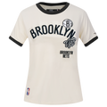 NBA BROOKLYN NETS RETRO CASCADE T-SHIRT À BORDURES CONTRASTANTES POUR FEMME (COQUILLE D'ŒUF/NOIR)