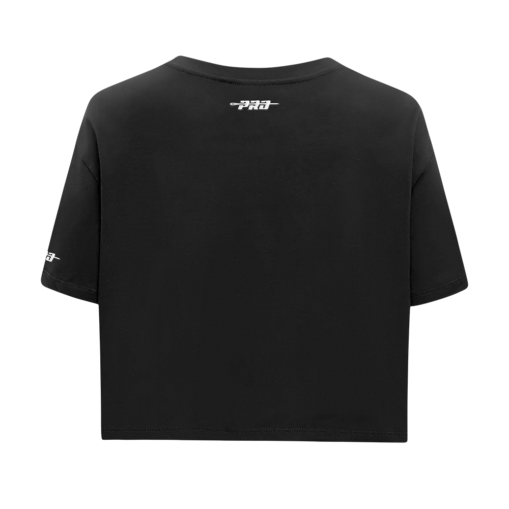 NBA BROOKLYN NETS RETRO ELEVATION WOMEN'S SINGLE JERSEY BOXY TEE (BLACK)
