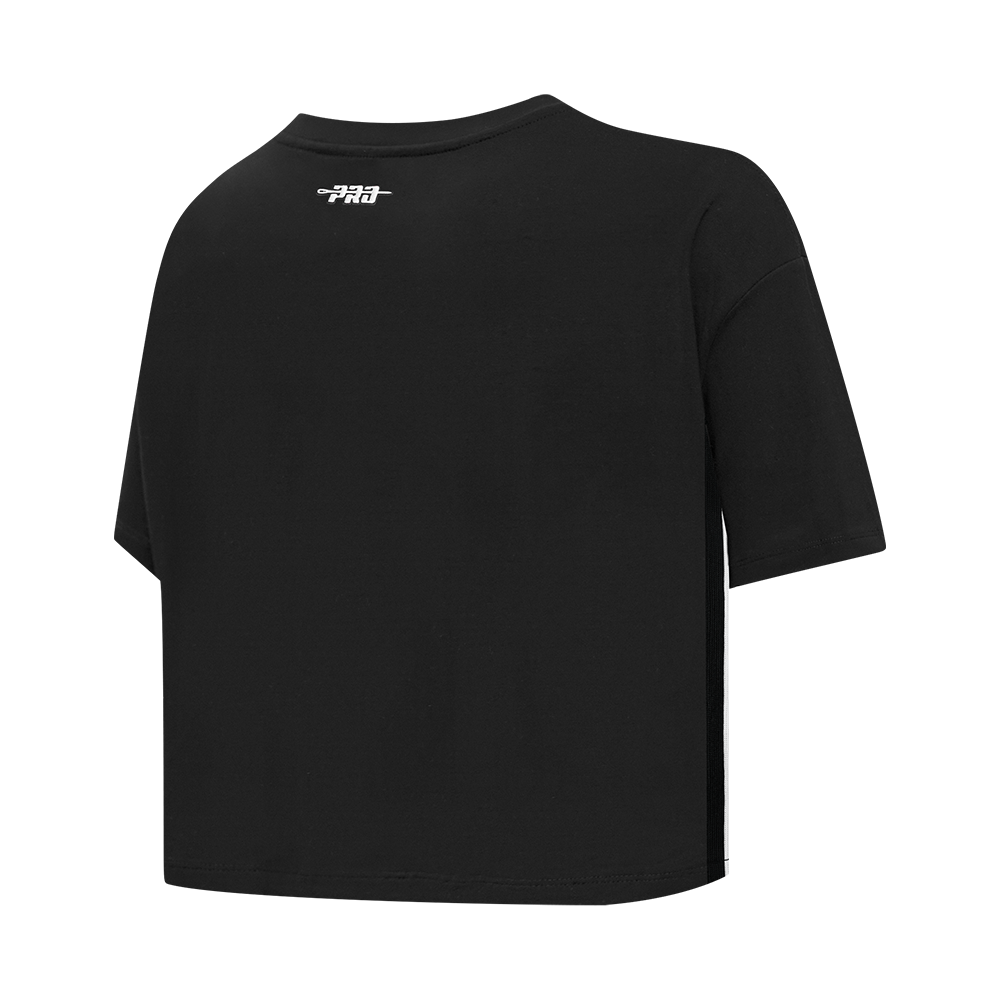 NBA BROOKLYN NETS RETRO ELEVATION WOMEN'S SINGLE JERSEY BOXY TEE (BLACK)