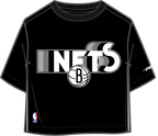 NBA BROOKLYN NETS RETRO ELEVATION WOMEN'S SINGLE JERSEY BOXY TEE (BLACK)