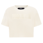 NBA BROOKLYN NETS NEUTRAL T-SHIRT EN JERSEY SIMPLE À COUPE CARRÉE POUR FEMME (COQUILLE D'ŒUF)