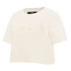 NBA BROOKLYN NETS NEUTRAL T-SHIRT EN JERSEY SIMPLE À COUPE CARRÉE POUR FEMME (COQUILLE D'ŒUF)