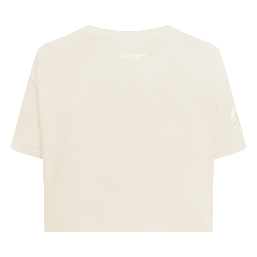 NBA BROOKLYN NETS NEUTRAL T-SHIRT EN JERSEY SIMPLE À COUPE CARRÉE POUR FEMME (COQUILLE D'ŒUF)