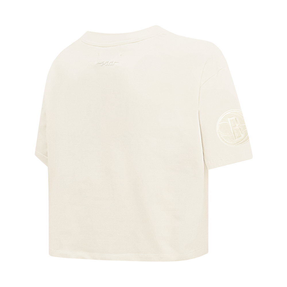 NBA BROOKLYN NETS NEUTRAL T-SHIRT EN JERSEY SIMPLE À COUPE CARRÉE POUR FEMME (COQUILLE D'ŒUF)