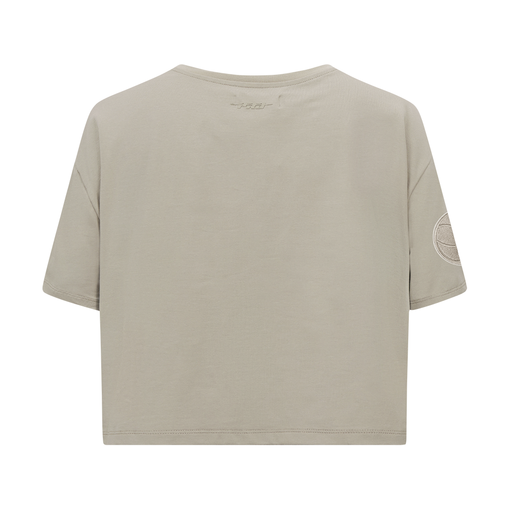 NBA BROOKLYN NETS NEUTRAL WOMEN'S SINGLE JERSEY BOXY TEE (TAUPE)