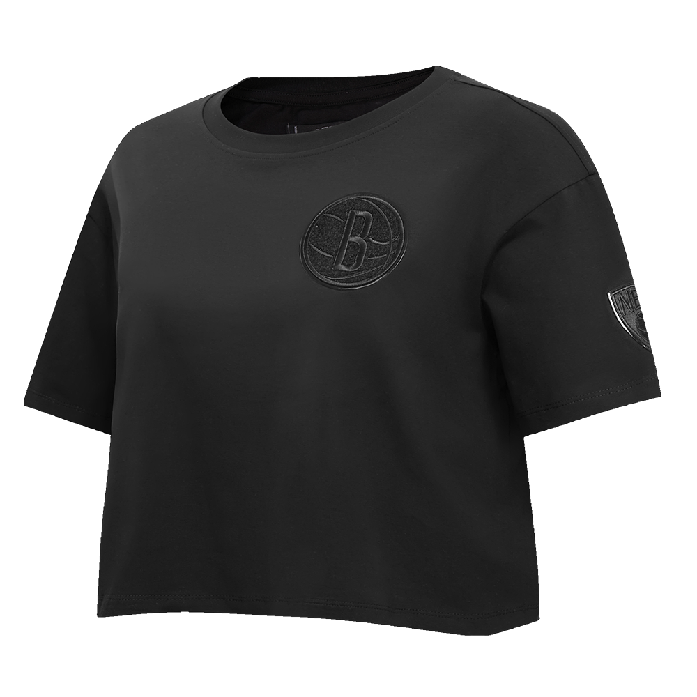 NBA BROOKLYN NETS TRIPLE BLACK WOMEN'S BOXY TEE (TRIPLE BLACK)