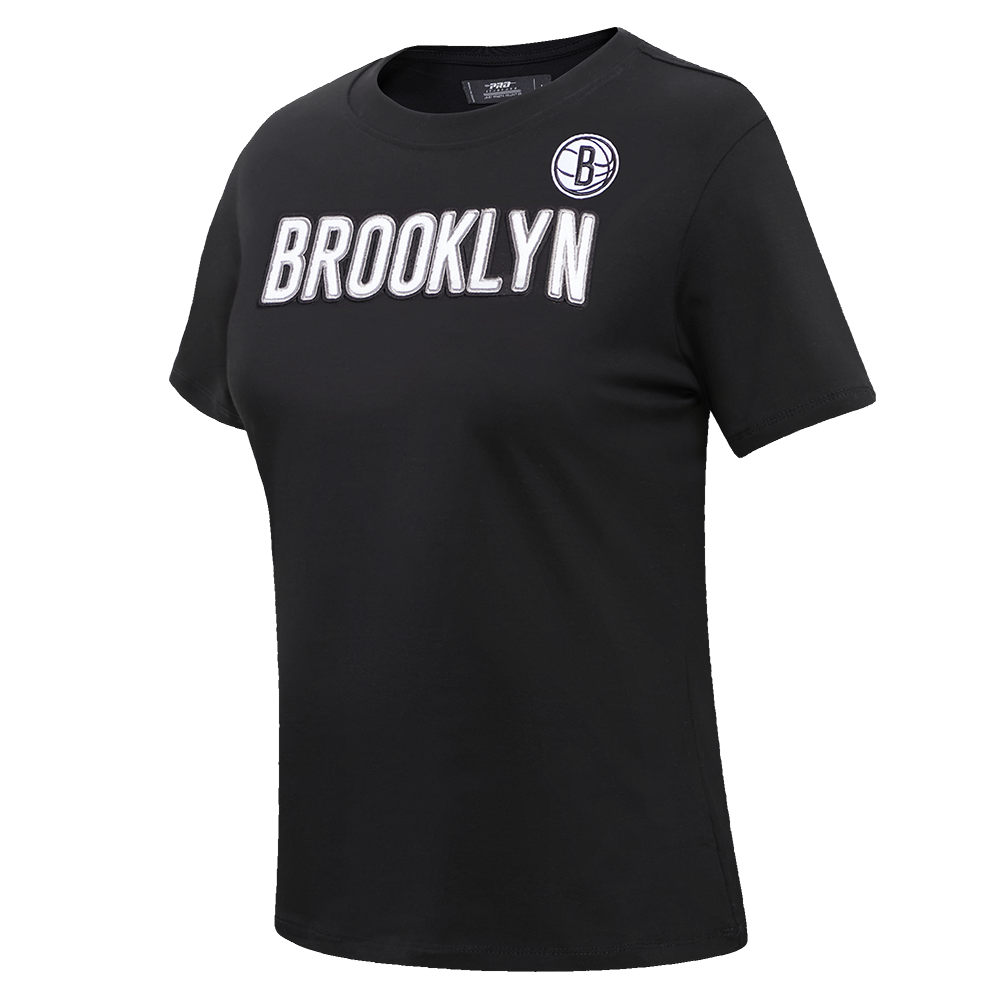 NBA BROOKLYN NETS CLASSIC SHORT SLEEVE WOMEN'S SLIM FIT TEE (BLACK)