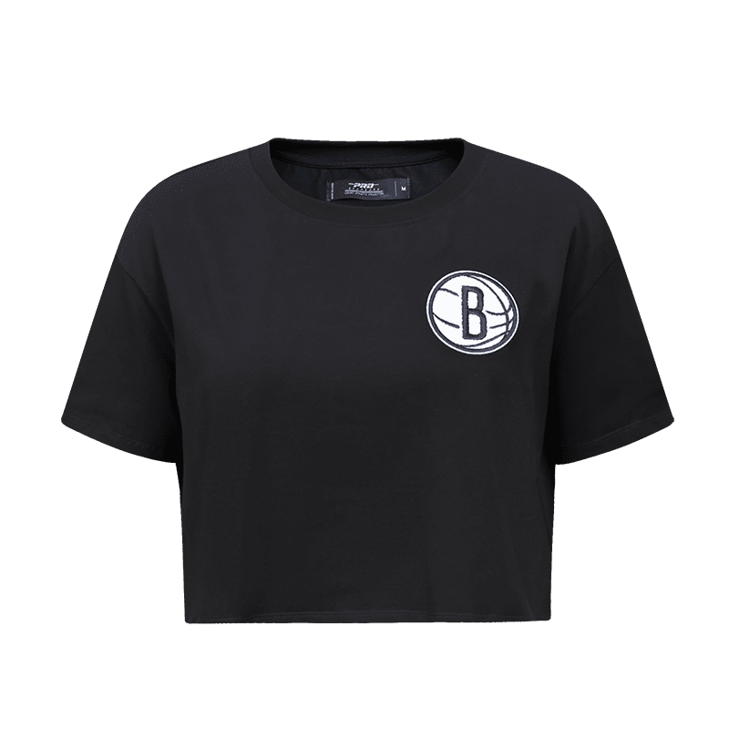 NBA BROOKLYN NETS CLASSIC T-SHIRT À COUPE CARRÉE POUR FEMME (NOIR)