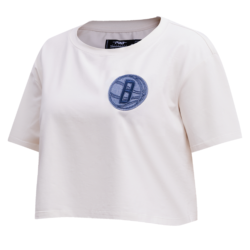 NBA BROOKLYN NETS VARSITY BLUES WOMEN'S BOXY TEE (LINEN)