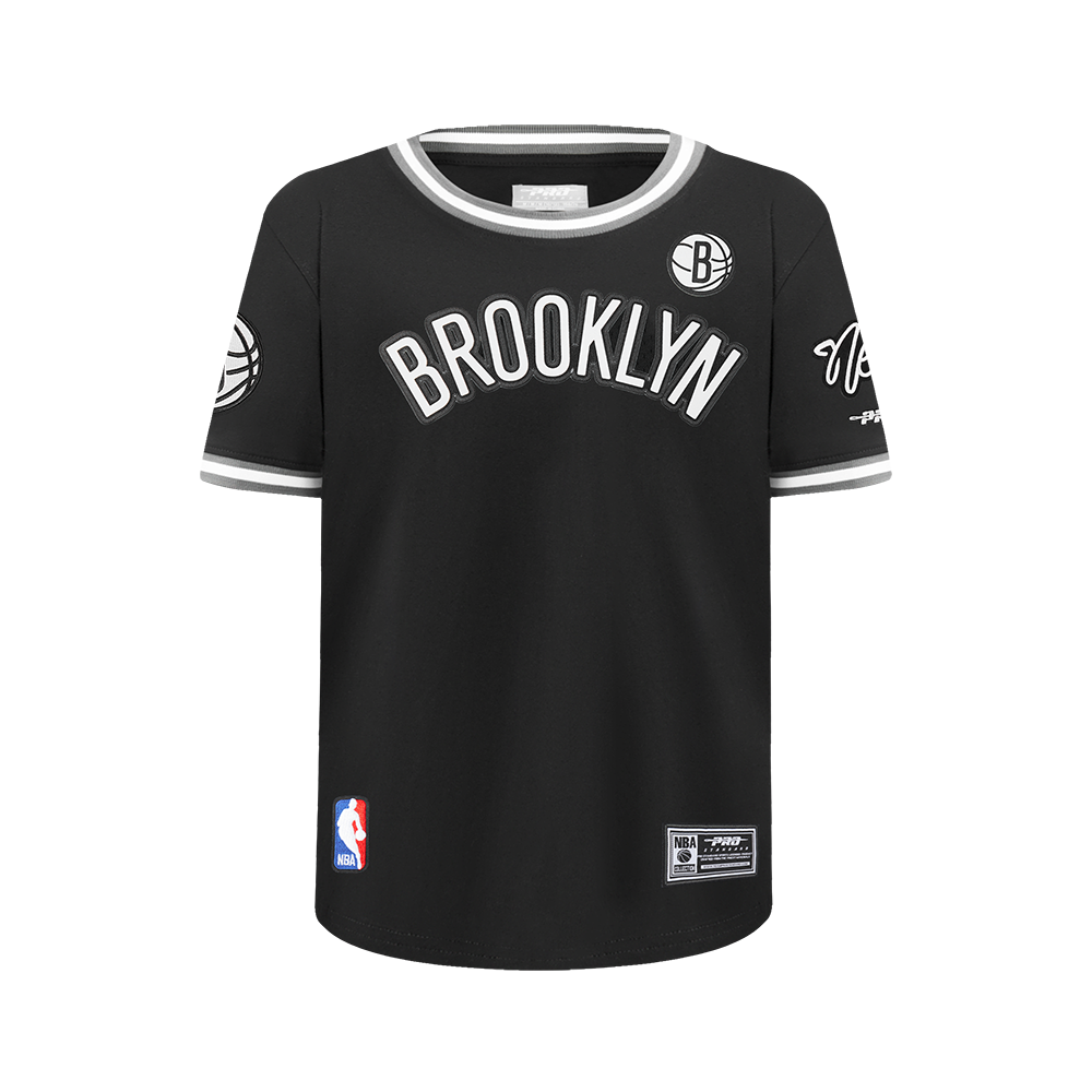 NBA BROOKLYN NETS CLASSIC T-SHIRT EN FILET À MANCHES COURTES POUR GARÇON JUNIOR (NOIR/GRIS)