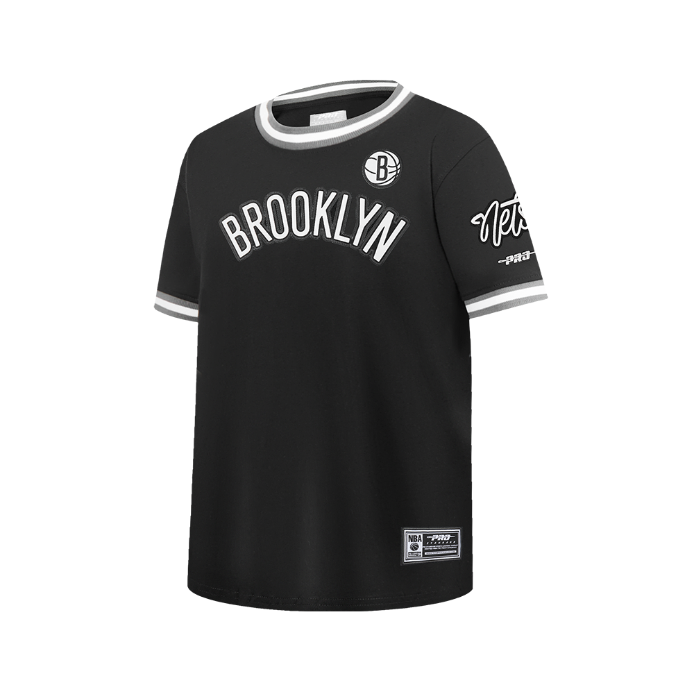 NBA BROOKLYN NETS CLASSIC T-SHIRT EN FILET À MANCHES COURTES POUR GARÇON JUNIOR (NOIR/GRIS)