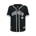 NBA BROOKLYN NETS CLASSIC BIG BOY'S MESH BUTTON DOWN SHIRT (BLACK/GRAY)