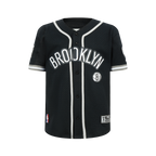 NBA BROOKLYN NETS CLASSIC BIG BOY'S MESH BUTTON DOWN SHIRT (BLACK/GRAY)