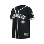 NBA BROOKLYN NETS CLASSIC BIG BOY'S MESH BUTTON DOWN SHIRT (BLACK/GRAY)
