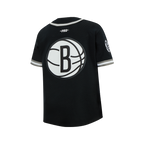 NBA BROOKLYN NETS CLASSIC BIG BOY'S MESH BUTTON DOWN SHIRT (BLACK/GRAY)