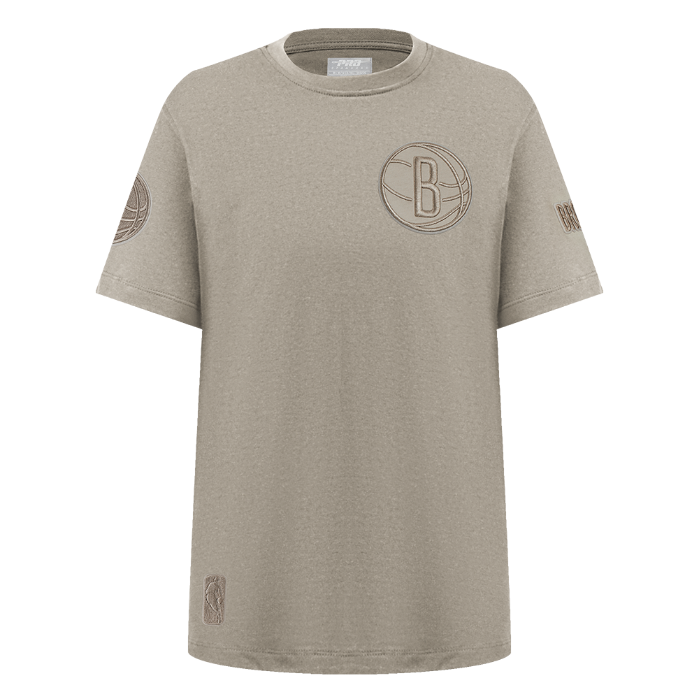 NBA BROOKLYN NETS NEUTRAL BIG BOY'S SINGLE JERSEY TEE (TAUPE)