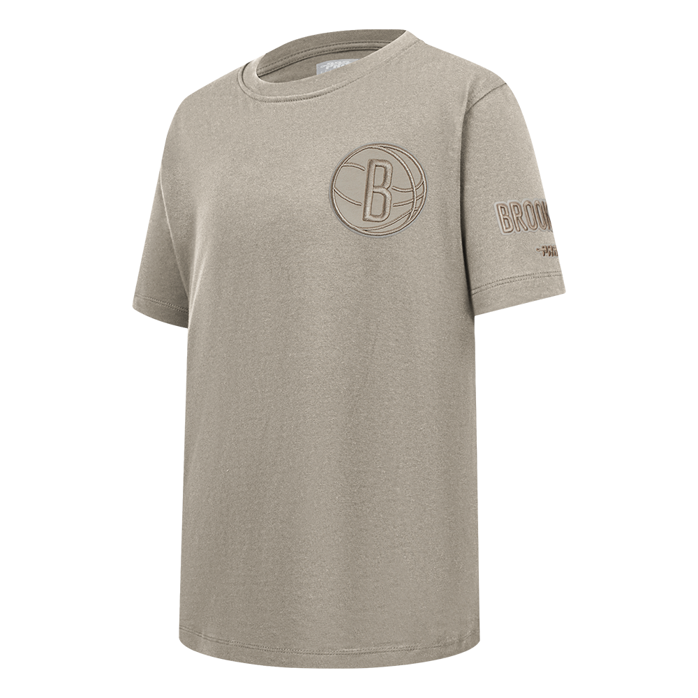 NBA BROOKLYN NETS NEUTRAL BIG BOY'S SINGLE JERSEY TEE (TAUPE)