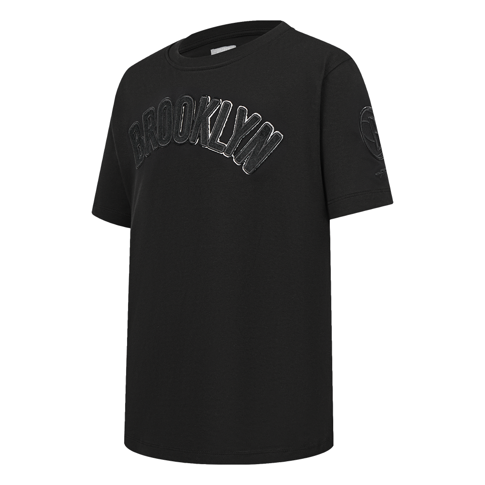 NBA BROOKLYN NETS TRIPLE BLACK BIG BOYS SINGLE JERSEY TEE (BLACK)