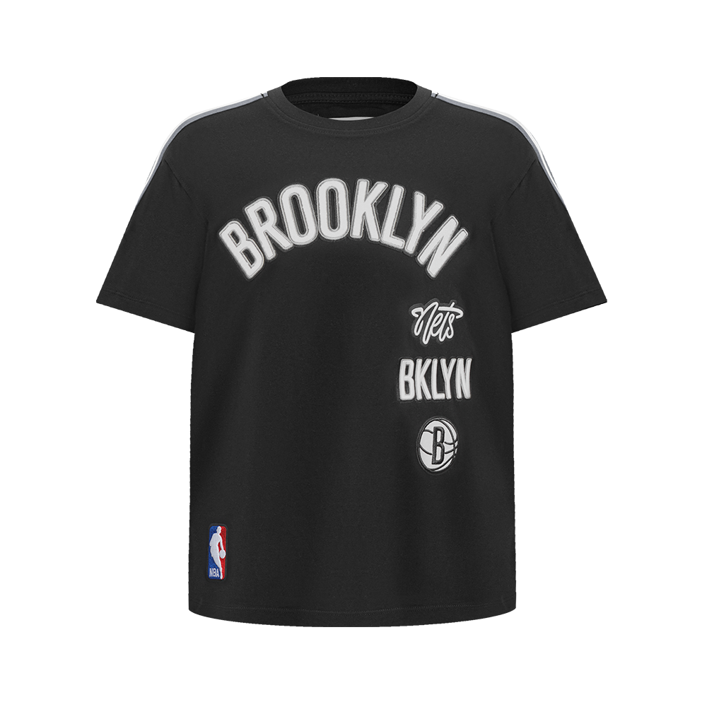 NBA BROOKLYN NETS RETRO CLASSIC SINGLE JERSEY BIG BOY'S SINGLE JERSEY TAPING TEE (BLACK/GRAY)
