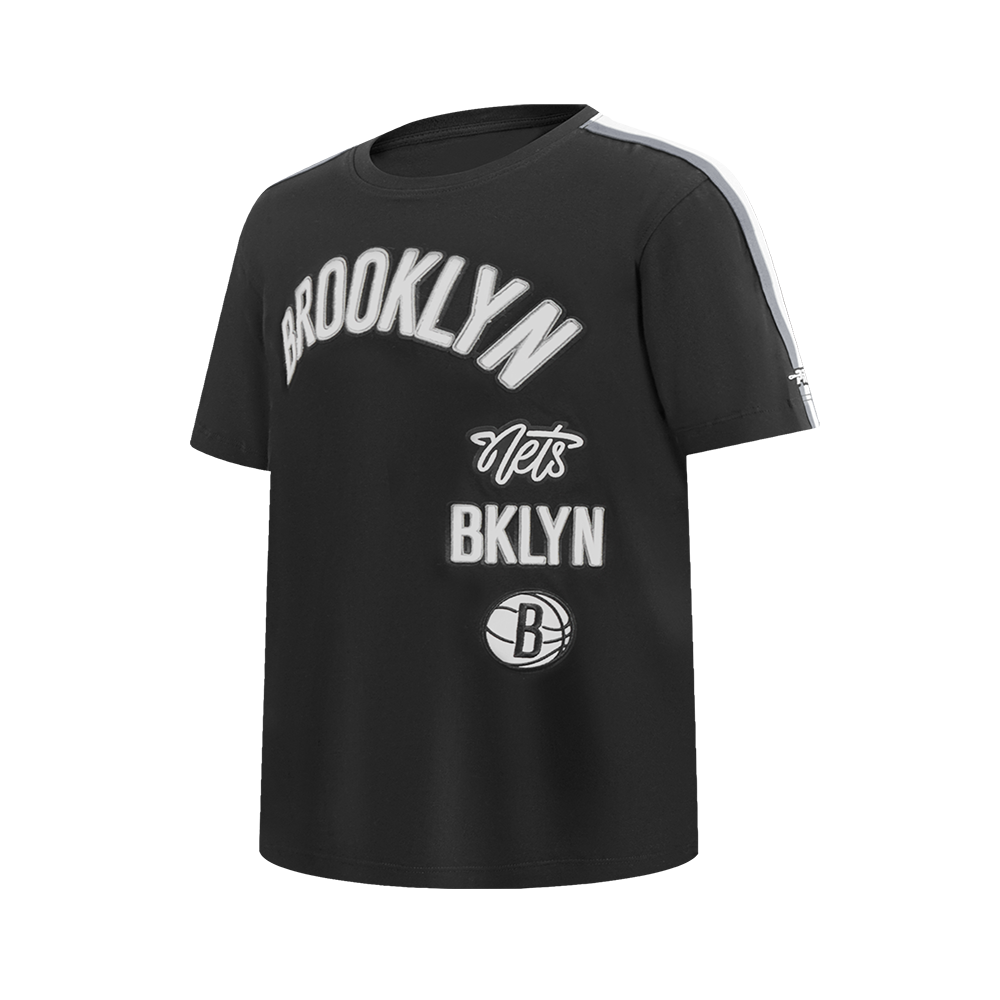 NBA BROOKLYN NETS RETRO CLASSIC SINGLE JERSEY BIG BOYS SINGLE JERSEY TAPING TEE (BLACK/GRAY)