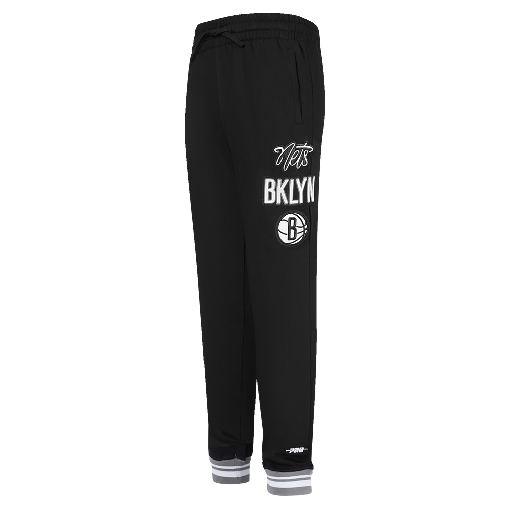 NBA BROOKLYN NETS RETRO CLASSIC BIG BOY'S RIB FLC SWEATPANT (BLACK/GRAY)
