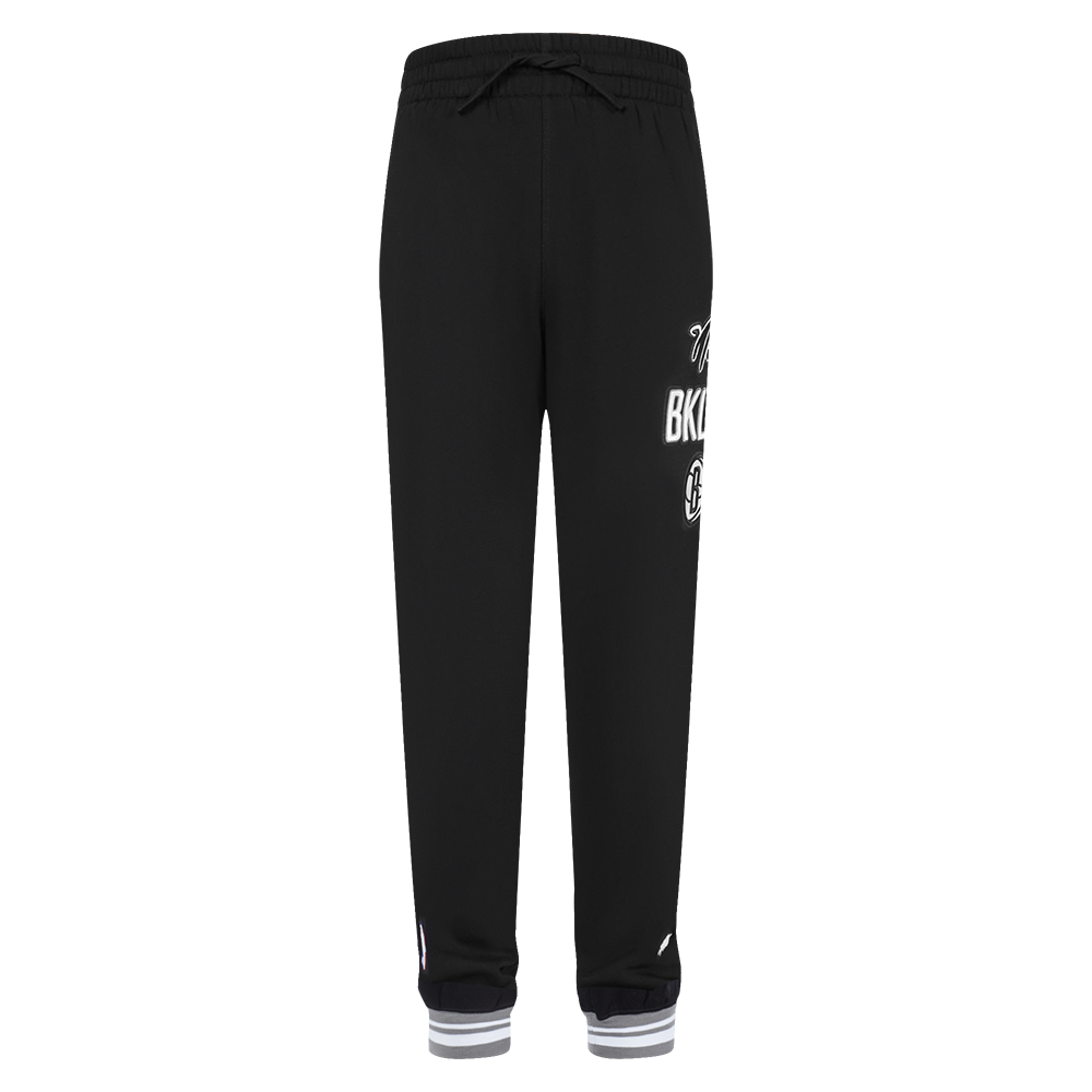 NBA BROOKLYN NETS RETRO CLASSIC BIG BOY'S RIB FLC SWEATPANT (BLACK/GRAY)