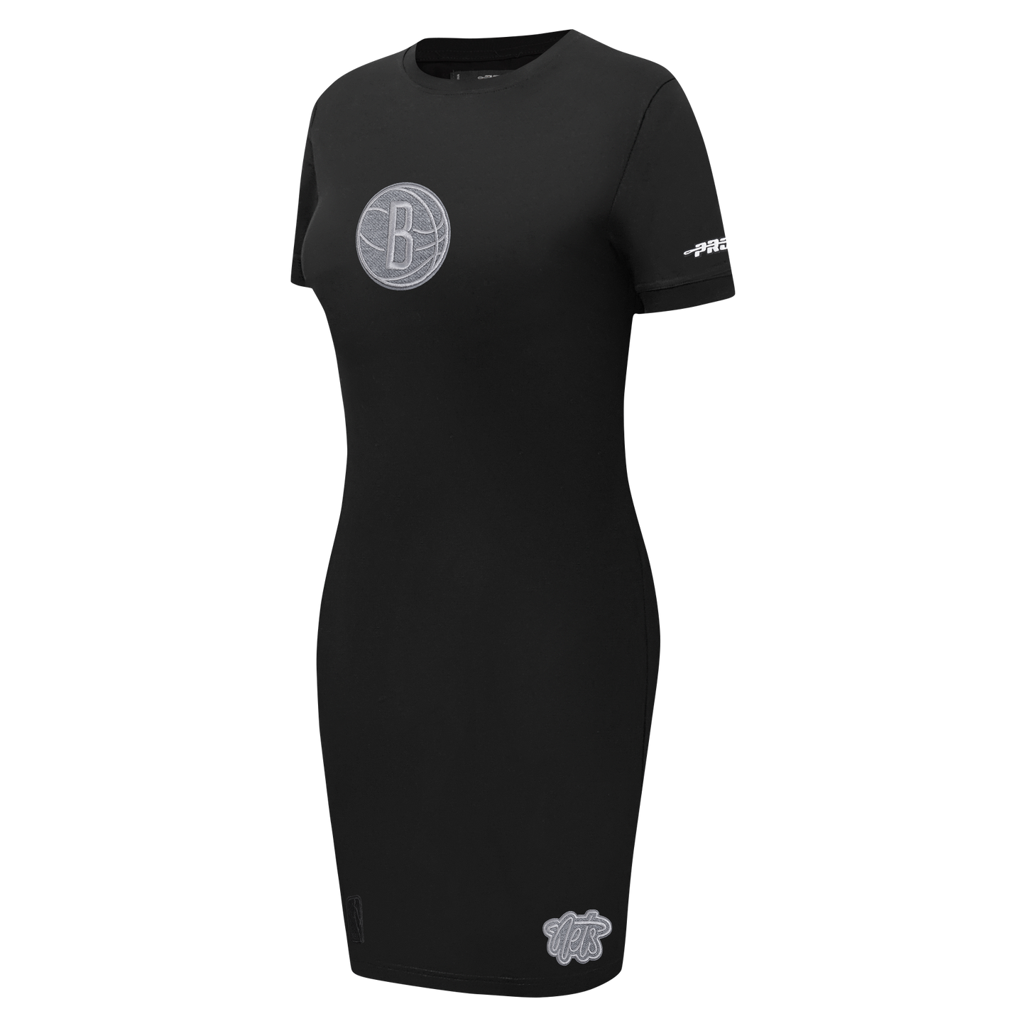 NBA BROOKLYN NETS REVERSE FRENCH TERRY WOMEN'S BODYCON DRESS (BLACK)