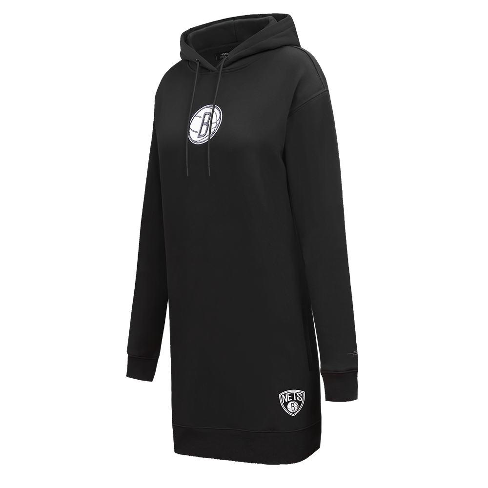 NBA BROOKLYN NETS CLASSIC WOMEN'S HOODIE DRESS (BLACK)