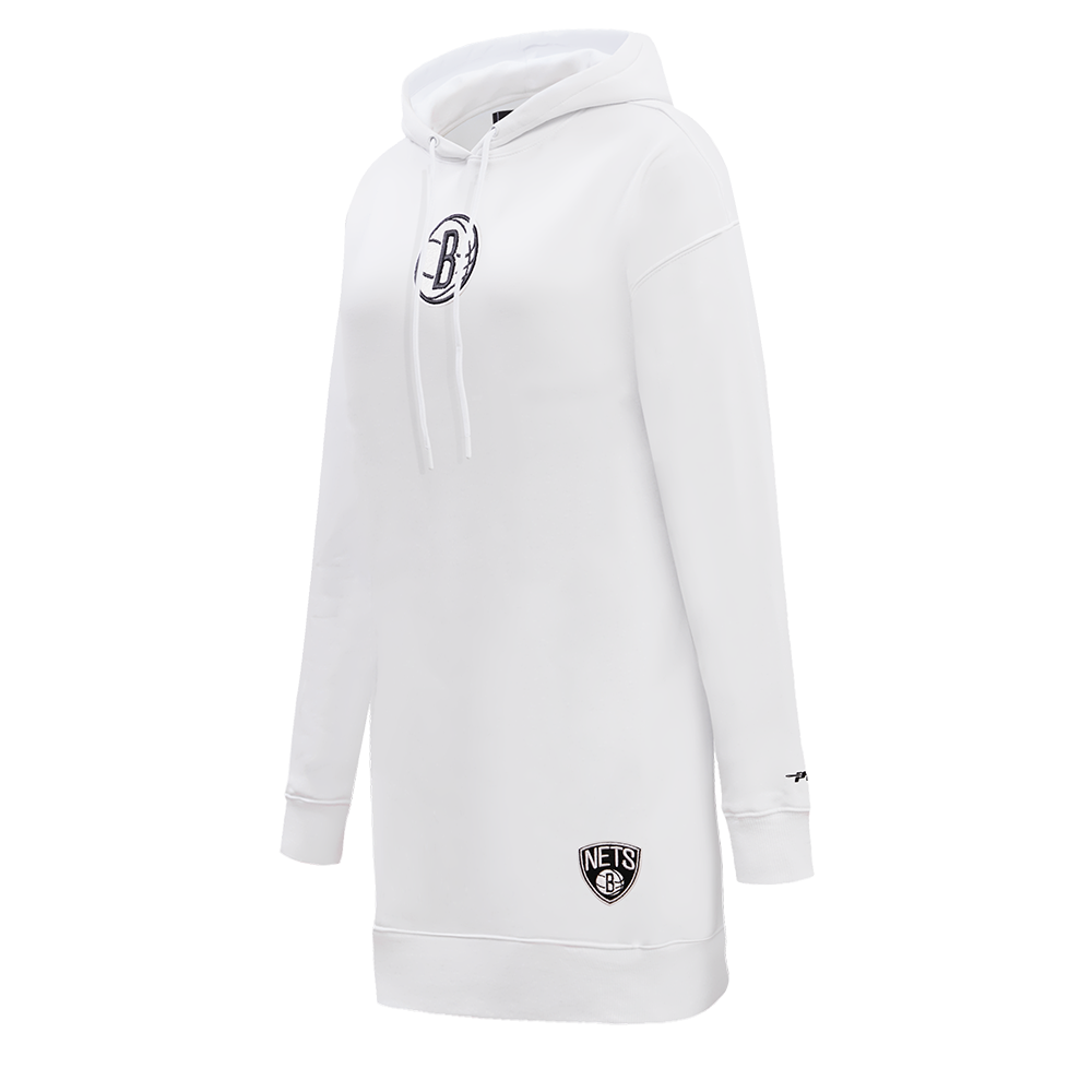 NBA BROOKLYN NETS CLASSIC WOMEN'S HOODIE DRESS (WHITE)