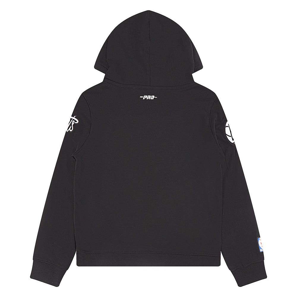 NBA BROOKLYN NETS CLASSIC BIG BOY'S FLEECE PULLOVER HOODIE (BLACK)