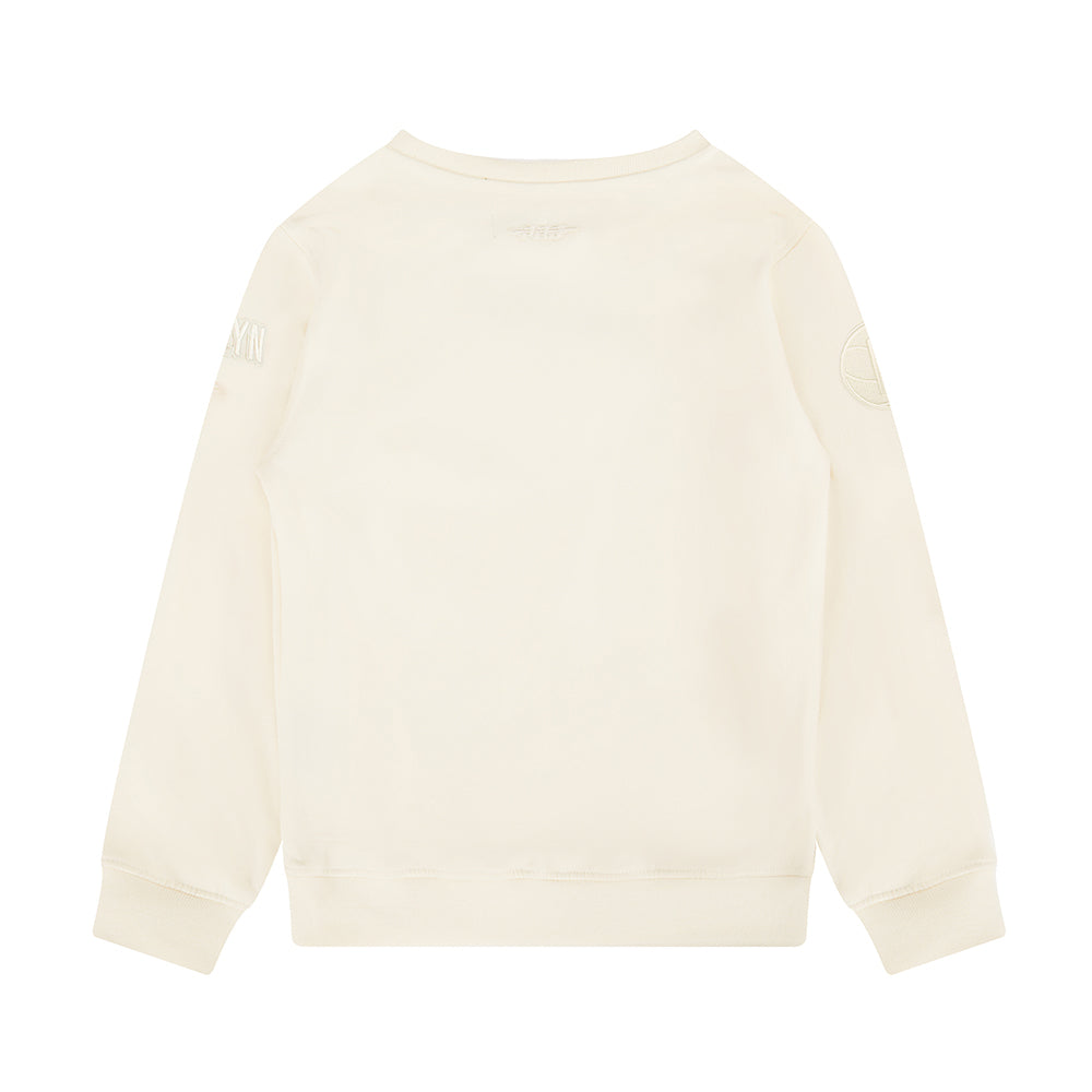 NBA BROOKLYN NETS NEUTRAL BIG BOYS FLEECE CREWNECK (EGGSHELL)