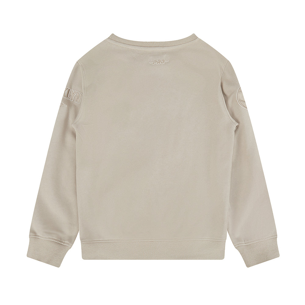 NBA BROOKLYN NETS NEUTRAL BIG BOYS FLEECE CREWNECK (TAUPE)