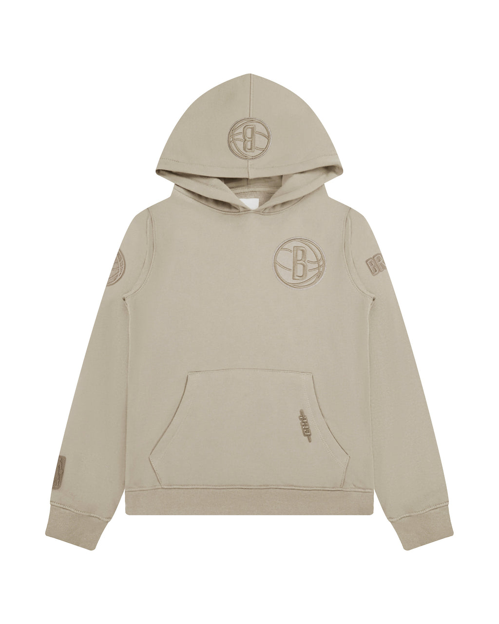 NBA BROOKLYN NETS NEUTRAL BIG BOY'S FLEECE PULLOVER HOODIE (TAUPE)