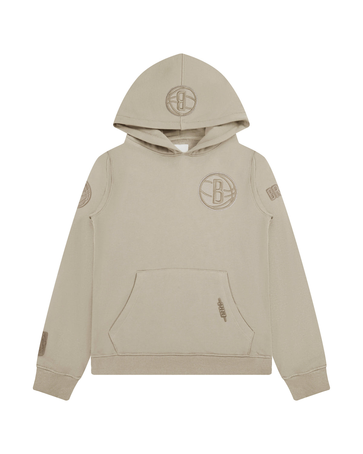 NBA BROOKLYN NETS NEUTRAL BIG BOY'S FLEECE PULLOVER HOODIE (TAUPE)
