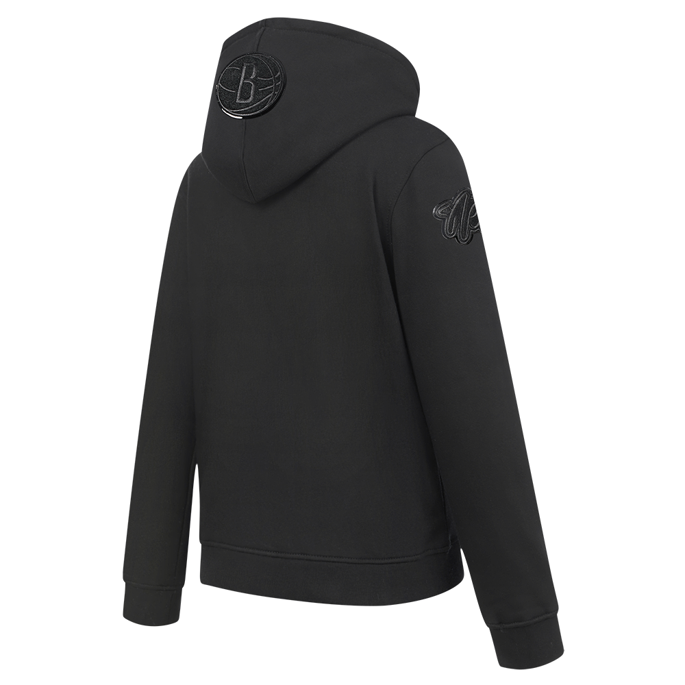 NBA BROOKLYN NETS TRIPLE BLACK BIG BOY'S FLEECE PULLOVER HOODIE (BLACK)