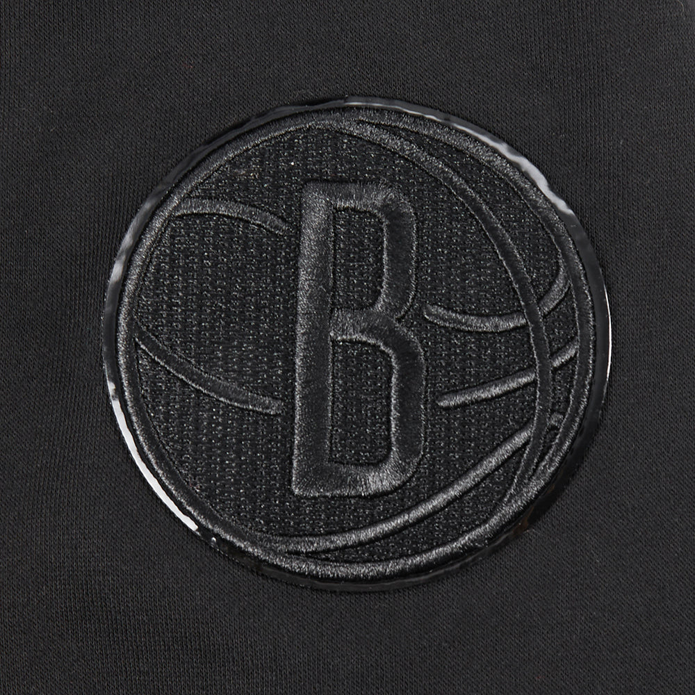 NBA BROOKLYN NETS TRIPLE BLACK BIG BOY'S FLEECE PULLOVER HOODIE (BLACK)