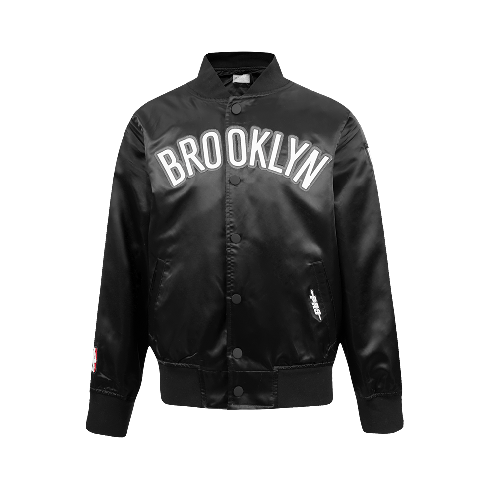 NBA BROOKLYN NETS CLASSIC BLOUSON EN SATIN POUR GARÇON JUNIOR (NOIR)